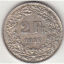 1937 - Svizzera Argento 2 Francs Silver Switzerland Standing Helvetia